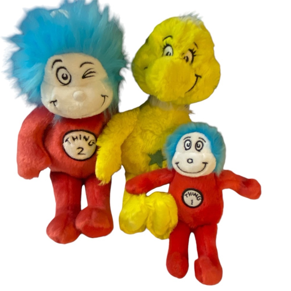 Dr. Seuss Thing 1 Thing 2 Sneetch Plush Stuffed Animal Aurora Plush Soft Lot